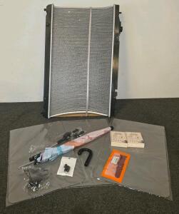 Universal Aluminum Radiator, Approx 30"x22"x4", 2-Row, Side Mounts, Aluminum Core, Umbrella, Grey Matts, 2 Silverfish Sticky Trap, 4 fake dragon flies, Sports watch band burgundy