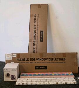 Flexible Side Window Deflectors (In-Channel, 2 Sets), Guxly Desk Fan, 6 Wrapping Paper Rolls Lot