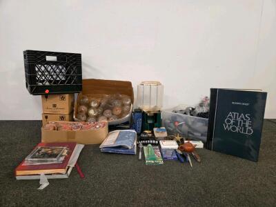 Large Mixed Lot: Home Interiors Candle Holders, Tools, Books, Decor, Sealed & Used Household Items