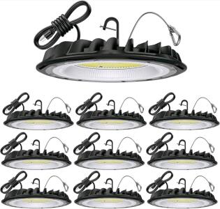 155W UFO LED High Bay Light, 10 Pack, 22,000LM, 5000K Daylight, ETL, IP65, 120&deg; Beam, 11" Diameter
