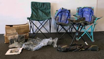 CamelBak Youth Backpacks, 4 Folding Camp Chairs, TMS Metal Cargo Rack Lot, Hardware Included