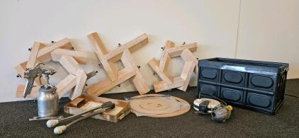 Mixed Workshop Tools & Supplies: Binks Model 89 Spray Gun, Framing Jigs, Pottery Forms (I)