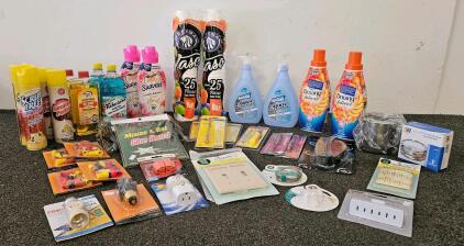 Bulk Lot: 16 New Household Cleaning & Utility Items - Reyma, Suavitel, Fabuloso, Tools. Large Mixed Lot Cleaning Supplies & Electrical Adapters &ndash; Suavitel, Fabuloso, GE, Tools (K)