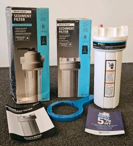 Two AO Smith AO-WH-PRE Whole House Sediment Filters, 2.5"x10", 3/4" Inlet/Outlet, NSF, 1-Year Warranty (J)