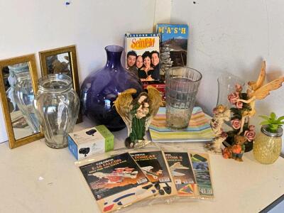 Mixed Lot: Guillow's Model Kits, Home Decor, Figurines, DVDs, Glassware, Mirrors
