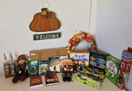 Fall Decor, Board Games, Art Supplies & Children&rsquo;s Book Lot &ndash; Trivial Pursuit, Artist&rsquo;s Loft, Spontuneous