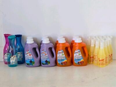Lot of 8 LA's Totally Awesome Laundry Detergent 64oz (2 Types) + 10 Spray Cleaners + 3 Water Bottles