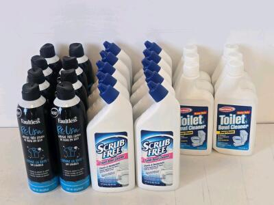 PowerHouse, Scrub Free Toilet Bowl Cleaner & Faultless ReUsa Fabric Spray - 24 Piece Assortment Lot