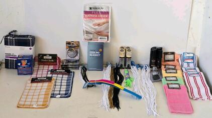 Mixed Lot: Linens, Shoe Care, Cooling Blanket, Hangers & More (Household Essentials Kit)