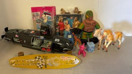 Toy sub, Star Trek, Barbie, 1970s Mark V Fiberglass Skateboard with Challenger Trucks & more
