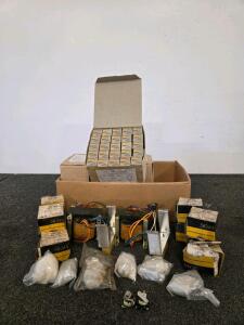 Electrical Parts Lot: 60 Feit 60W 120V Bulbs, Sigma Relays, Northlake Transformers, Misc NOS (Shelf H)