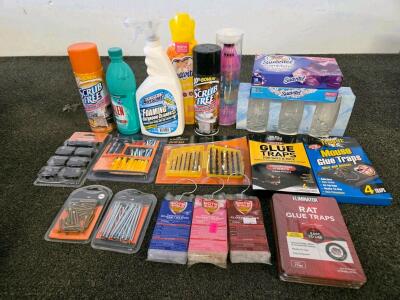 Mixed Household Supply Lot &ndash; Cleaning, DIY Hardware, Pest Control, Glassware, 21+ Items, Sealed (H)
