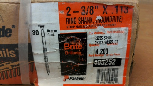 NEW Box 2-3/8" Ring Shank Nails