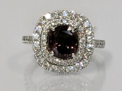 Oscar Friedman Platinum Ring with 1.95 ct Pink Sapphire and 1.00 ct Diamonds