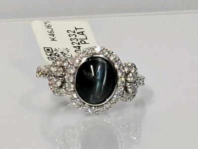 Platinum 2.86ct Cat&rsquo;s Eye Alexandrite & 0.77ct Diamond Ring, GGA Certified, RN042332