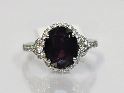 Platinum Kashmir Sapphire Ring 4.16ct, Purple-Pink, 0.50ct Diamond, GIA Certified