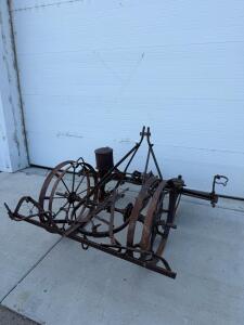 Antique Horse-Drawn Single Row Steel Planter, Approx 1910-1930, 8ft x 5ft, Possible IH Model