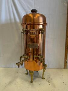 Antique Johnson Supply Co. Copper Commercial Coffee Urn, Dual Spout, Syracuse NY, c. 1920s-40s