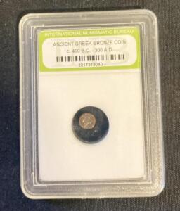 Ancient Greek Bronze Coin c. 400 B.C.&ndash;300 A.D., Certified by International Numismatic Bureau, #2217319040 ( Unable to Verify)