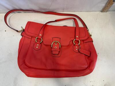Coach Rowan Satchel Bag in Crimson Red Leather with Gold-Tone Hardware