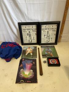 Chicago Cubs 1940 Framed Newspaper Reprints, Williams & Mantle Photos, 1982 World Series Program