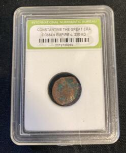 Constantine the Great Era Roman Bronze Coin c. 330 AD, Certified by INB, #2212739269 ( Unable to Verify)