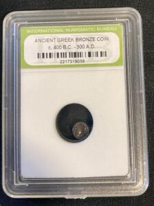 Ancient Greek Bronze Coin c. 400 B.C. - 300 A.D., INB Certified, 2217319039 ( Unable to Verify)