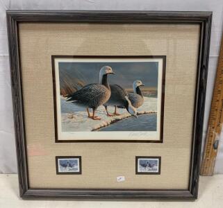 1985 Alaska Waterfowl Stamp & Print Set by Daniel Smith &mdash; Signed, #6/14,650, Framed, Dual Stamps