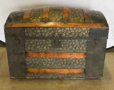 Antique Dome-Top Steamer Trunk, Embossed Decorative Finish, 32"x18"x24", ca. 1880-1910
