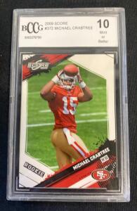 2009 Score Michael Crabtree Rookie #372 BCCG 10 Mint SF 49ers, Graded, Serial 0002279700