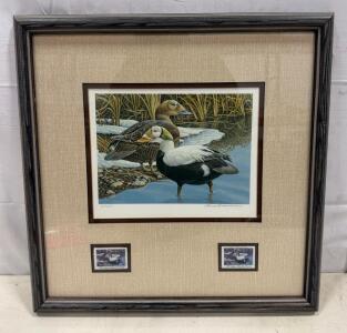 Carl W. Branson Alaska 1987 Signed Waterfowl Stamp Print, #6/4675, Dual Stamps, Framed, COA