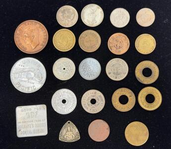 Vintage World Coins & Rare Trade Tokens Lot &ndash; UK, USSR, US, Germany, Union Pacific, Colgate, 22pcs
