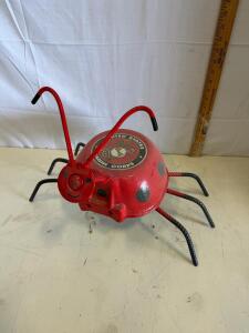 Handmade Metal Ladybug Garden Sculpture, USMC Decor, Freestanding Yard Art, 15" x 13" x 13"