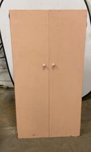 Pink Floor Standing Wooden Storage Cabinet with 4 Shelves, Simple Design, 58&rdquo;x30&rdquo;x17&rdquo; ( T2 )