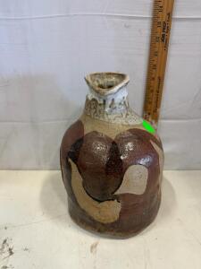 Ren&eacute;e Krueger Studio Pottery Vase/Jug, Hand-Signed, Earth-Tone Glaze, 7.5"