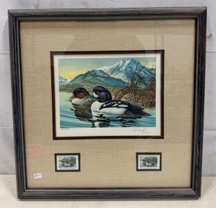 1989 Richard Timm Alaska Waterfowl Stamp Print, #6/5500, Framed, 2 $5 Stamps, Signed