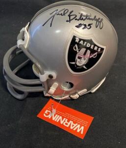 Oakland Raiders Mini Helmet - Signed by Fred Biletnikoff #25 with Warning Tag ( Unable to Verify)
