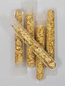 (5) 3" Long Bottles of Gold Flake/Leaf Gold