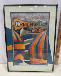Dot Bardarson Signed Framed Print, Seward Alaska Yacht Club Opening Day 1989, 24"x18", #40/140