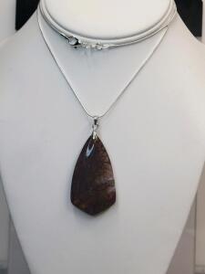 61.75ct Natural Cyan Purple Dragon Veins Agate 24" Necklace