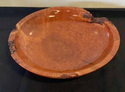 Hand-Turned Cherry Burl Bowl by John Frawley, Signed & Numbered 2039, Live Edge, 18" Diameter