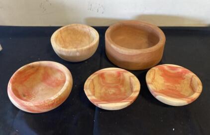 Hand-Turned Wooden Bowls Set &ndash; Unique Natural Grain, Various Sizes