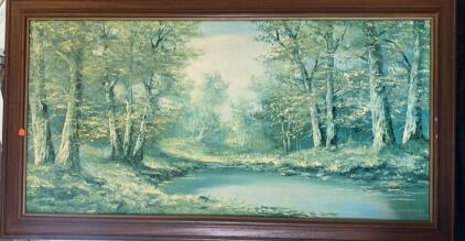 K. Gaiermann Signed Original Oil Landscape Painting, Forest Stream, Framed, 54&rdquo;x30&rdquo;