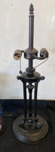 Ornate Double Socket Metal Table Lamp Base, Classical Design, Pull Chain Switches, 24" Tall ( Working )