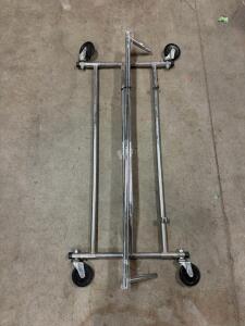 Chrome Rolling Garment Rack Base with Casters, 50" x 22", 150 lb Capacity