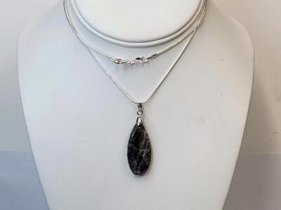 22.75ct. Natural Amethyst Teardrop Pendant Gemstone 24" Necklace
