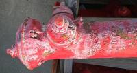 Dry Barrel Cast Iron Fire Hydrant, 6" Flanged Inlet, 2.5" Outlets, Heavy Rust, Red Paint - 4