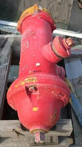 Dry Barrel Cast Iron Fire Hydrant, 6" Flanged Inlet, 2.5" Outlets, Heavy Rust, Red Paint