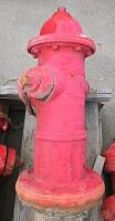 Dry Barrel Cast Iron Fire Hydrant, 6" Flanged Inlet, 2.5" Outlets, Heavy Rust, Red Paint - 4