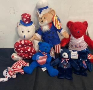 Patriotic TY Beanie Babies & Plush Bear Collection, Inauguration 2005, Uncle Sam, Rare USA Theme